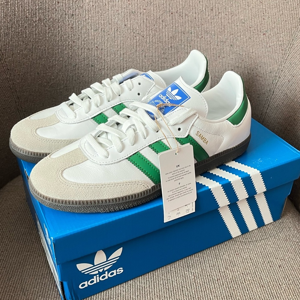 SOLD - adidas sambas - white/green - Picture 5 of 6